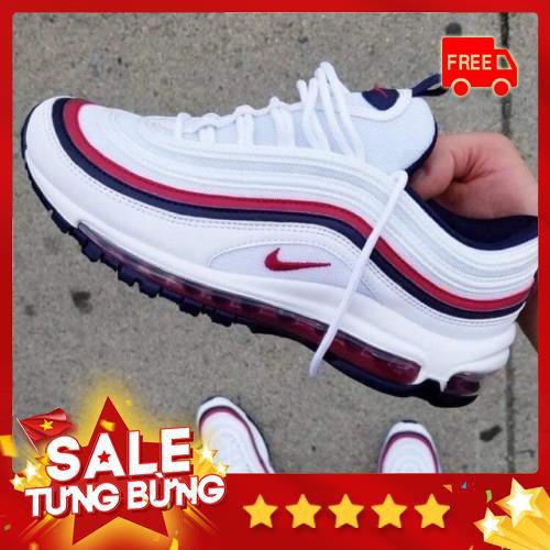 Giày Thể Thao air 97 trắng sọc đen đỏ - Hàng có sẵn + Fullbox