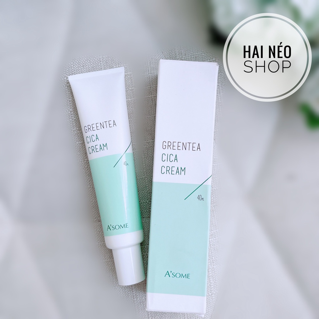 Kem mụn, giảm viêm sưng tấy đỏ chiết xuất trà xanh và rau má A'some Greentea Cica Cream 40ml