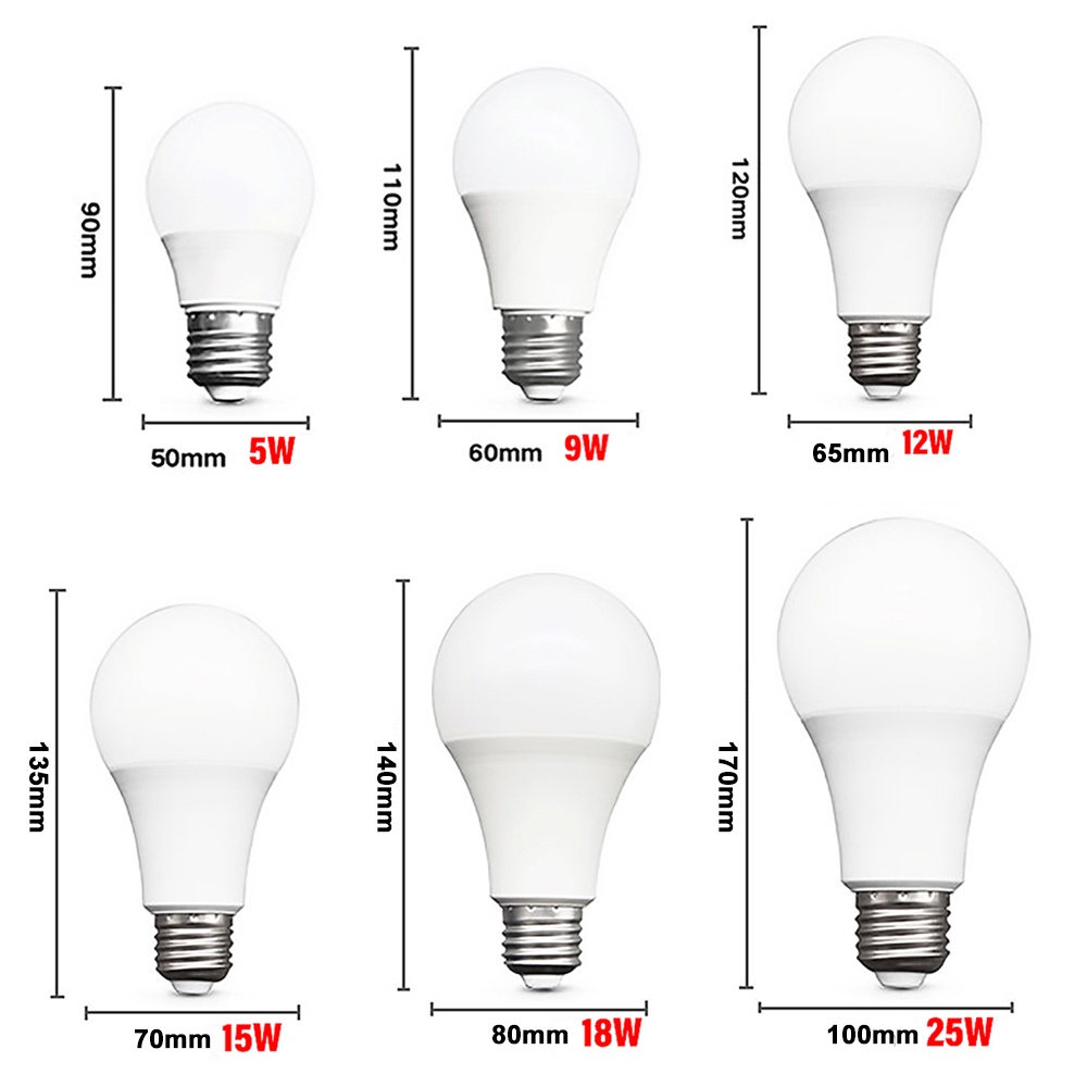 Bóng Đèn Led E27 AC 220V SMD2835 5W 9W 12W 15W 18W 25W Ánh Sáng Trắng Ấm Tiện Dụng