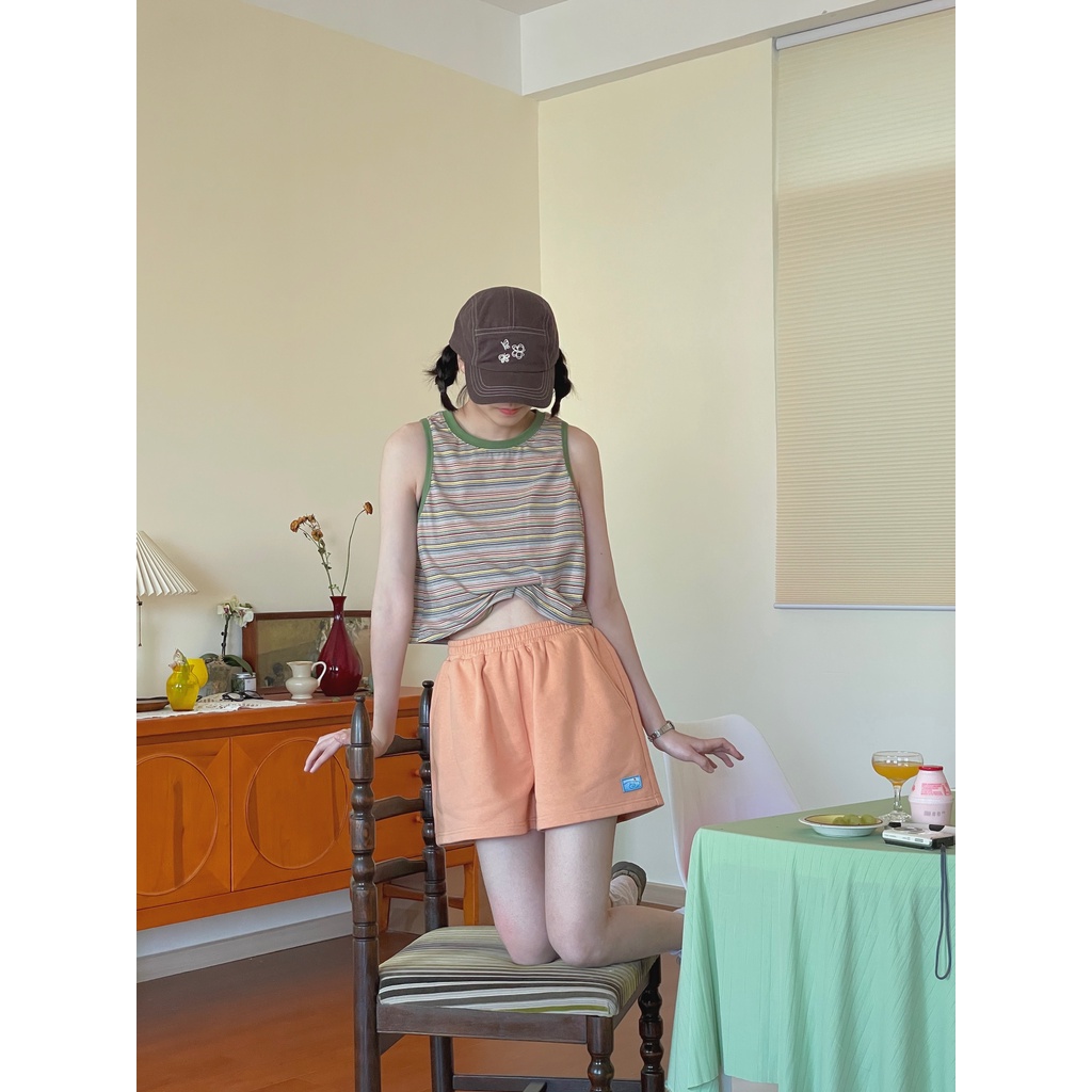 Áo Thun Nữ Ngắn Tay Cổ Tròn Sọc Ngang Thời Trang