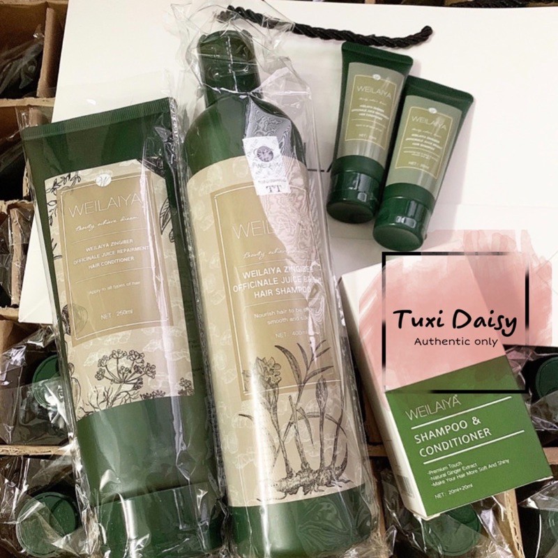 Bộ gội xả gừng weilaya 400ml trắng & thuốc bắc (tặng kèm sét mini) | BigBuy360 - bigbuy360.vn