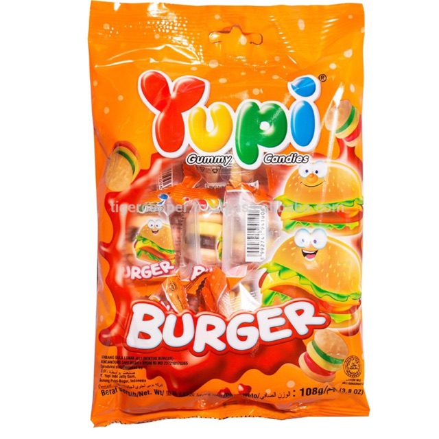 (Sỉ) Thùng 24 gói x 96g / gói kẹo yupi burger Indonesia