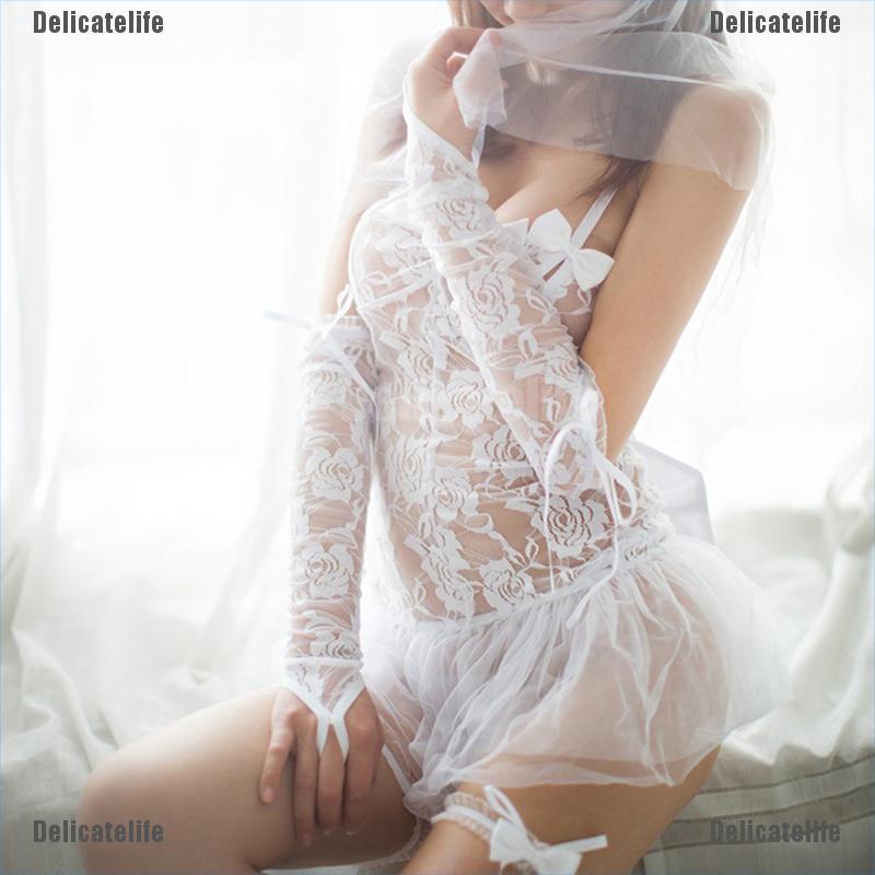 Set nội y vải ren dùng cho cô dâu quyến rũ màu trắng