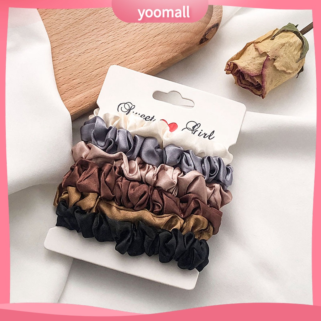 Bộ 6 Dây Cột Tóc Co Giãn Thiết Kế Đơn Giản Dễ Phối Đồ Thời Trang Cho Nữ