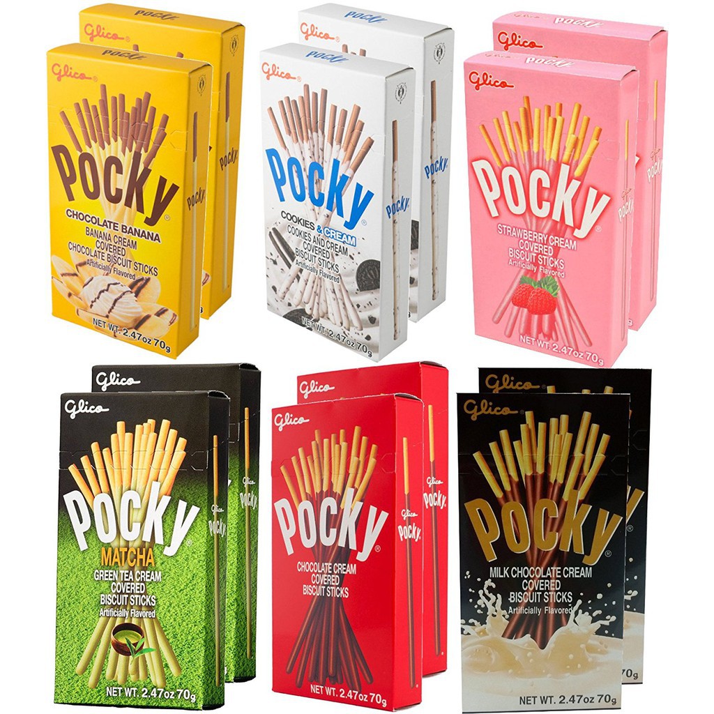 Bánh Que Pocky Vị Dâu Socola Trà Xanh Và Cookie Hộp 40G