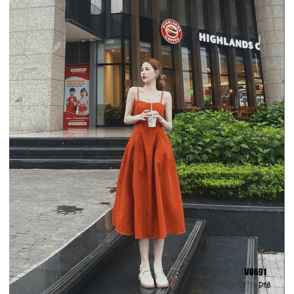 Đầm Lụa Hai Dây Eo Kiểu Siêu Xinh UP