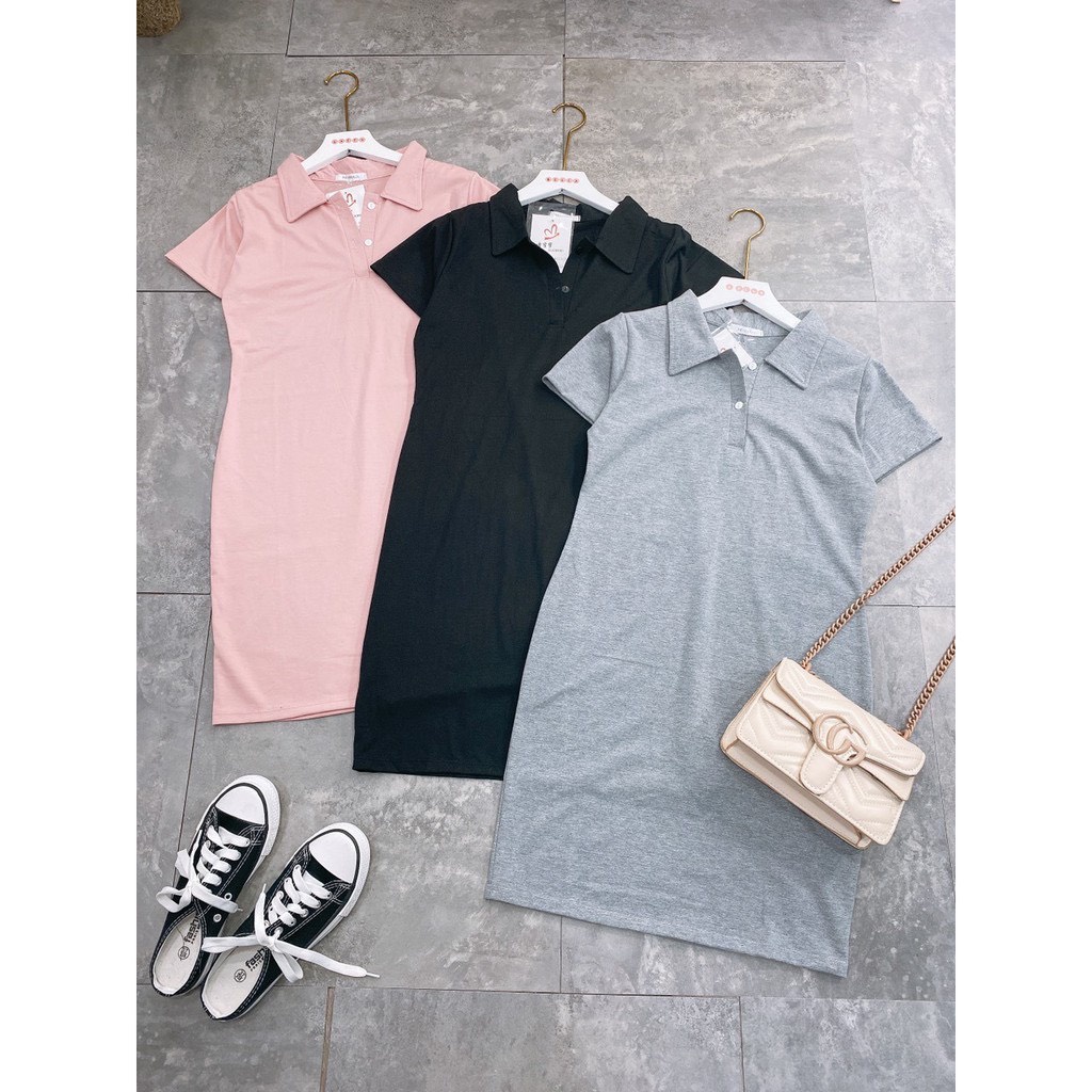 đầm polo dáng suông - váy xuông cổ sơ mi chất cotton co dãn phong cách trẻ trung V147 SUTANO