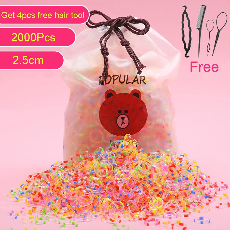Set 2000 dây buộc tóc cao su nhiều màu sắc xinh xắn