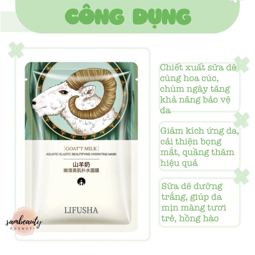 MẶT NẠ GIẤY THÀNH PHẦN TỪ SỮA DÊ DƯỠNG ẨM DƯỠNG SÁNG HỖ TRỢ LÀM ĐỀU MÀU DA CẢI THIỆN TÌNH TRẠNG DA KHÔ NỨT NẺ Sambeauty