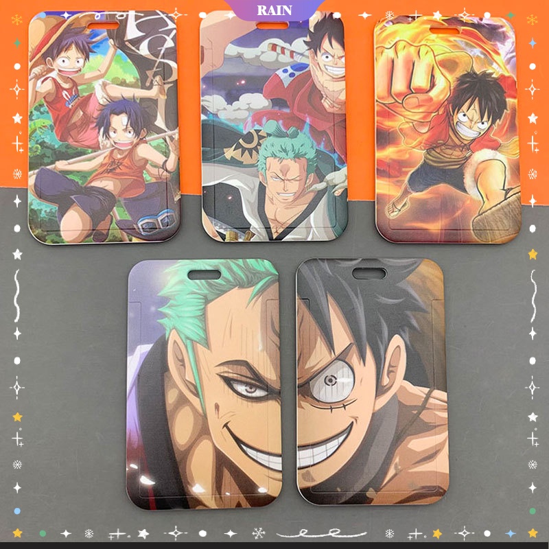 Bao Da Đựng Thẻ Gắn Dây Đeo Cổ In Hình Nhân Vật Hoạt Hình One Piece Luffy Roronoa Zoro Portgas·D· Ace