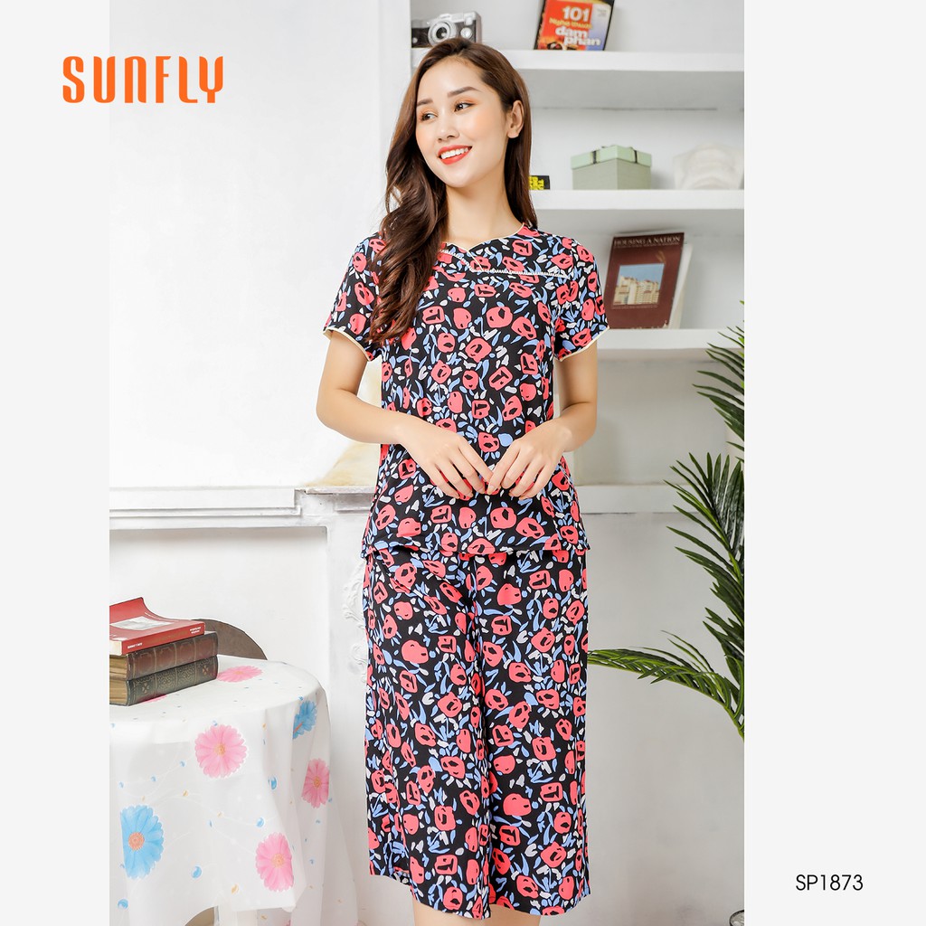 Đồ bộ mặc nhà lanh áo cộc quần ống sớ SP1873