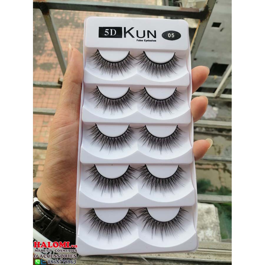 Mi giả tự nhiên 5D Kun 05 5 cặp cao cấp chính hãng HALOMI chuyên dùng cho makeup