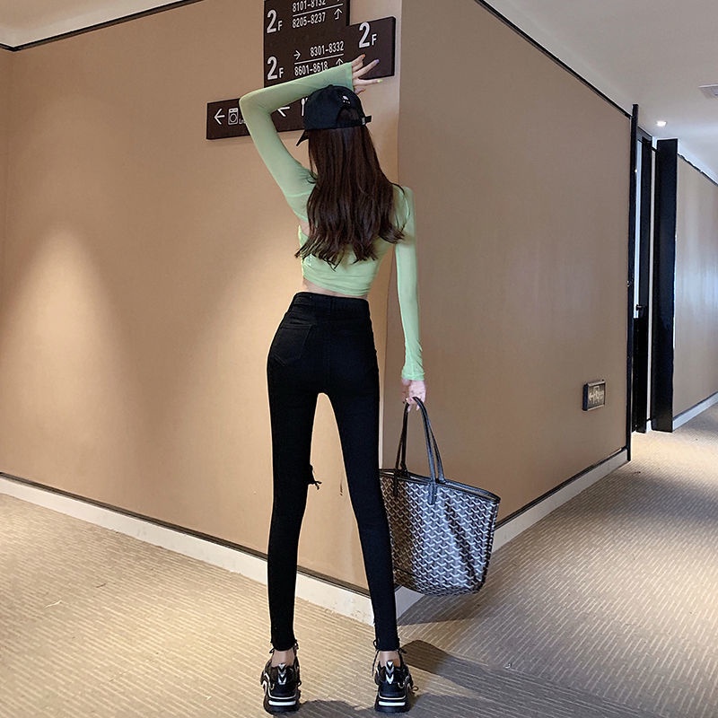 Quần jean COZOKC lưng cao dáng ôm phong cách Hàn Quốc