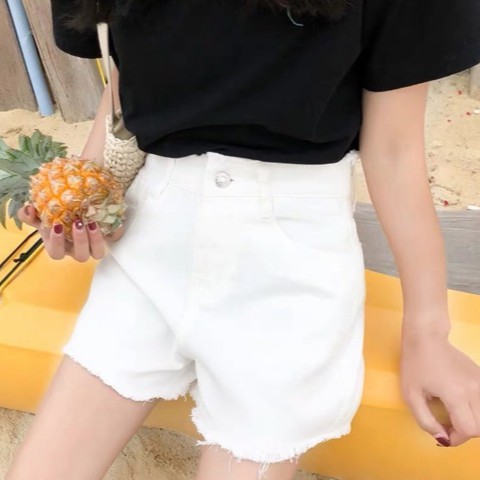 Quần Short Rách Cạp Cao_C5
