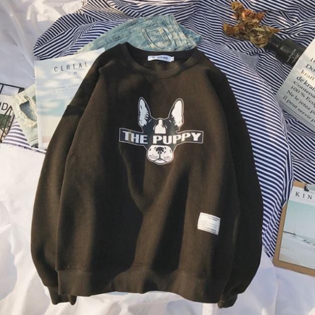 có bigsize đến hơn 100kg vải nỉ bông dày mịn ÁO SWEATER THU ĐÔNG CHÓ THE PUPPY ĐEN