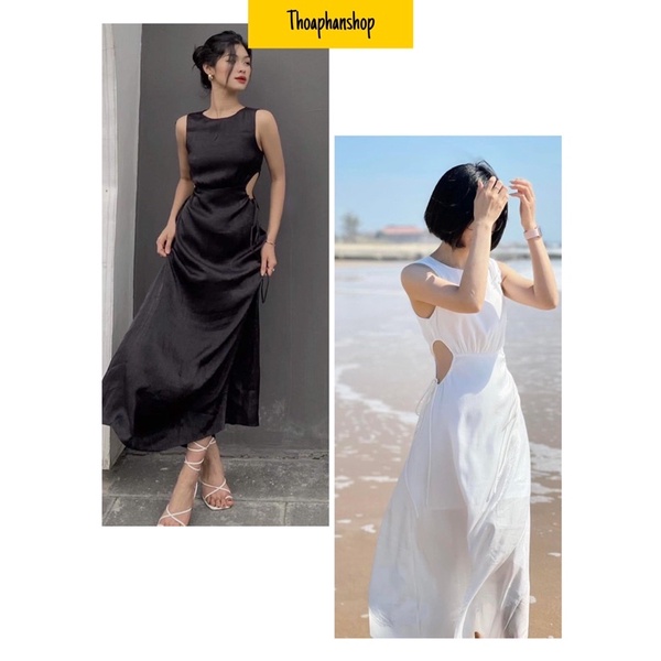 ĐẦM MAXI LỤA KHOÉT EO SÁT NÁCH HAI MÀU [kèm ảnh thật ]