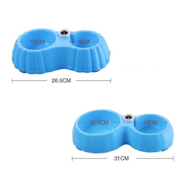 Bát đôi gắn bình nước cấp nước tự động cho chó mèo loại dày( không kèm chai)