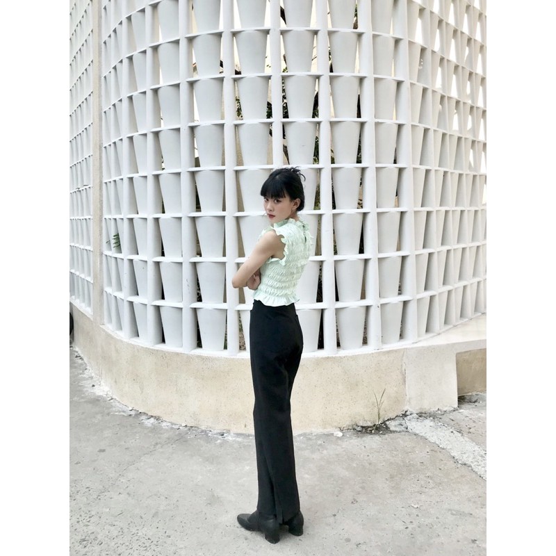 Anis_ Aó croptop freesize, có thun co giãn thoải mái, Ruffle Top