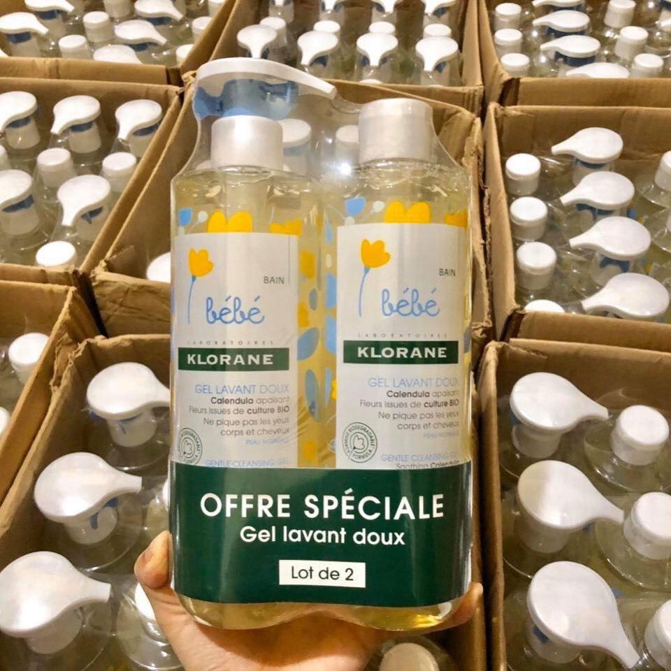[COMBO 3 CẶP] Cặp 2 chai sữa tắm gội Bébé Klorane 500ml của Pháp cho bé sơ sinh