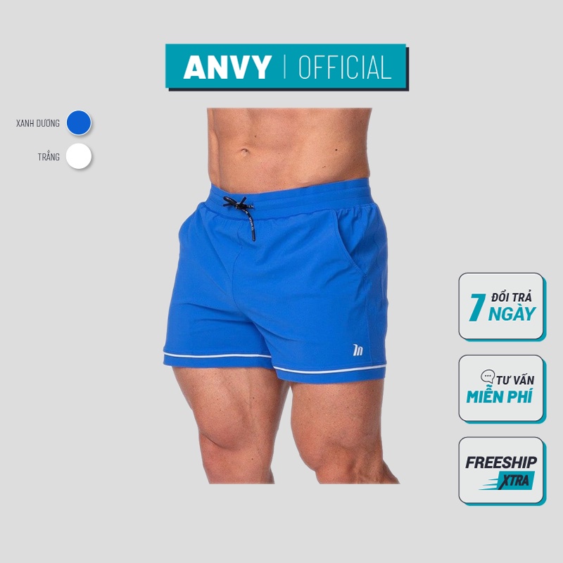 Quần đùi nam phom ngắn ngang đùi vải dù gió co giãn nhẹ phù hợp tập gym chạy bộ hoạt động thể thao
