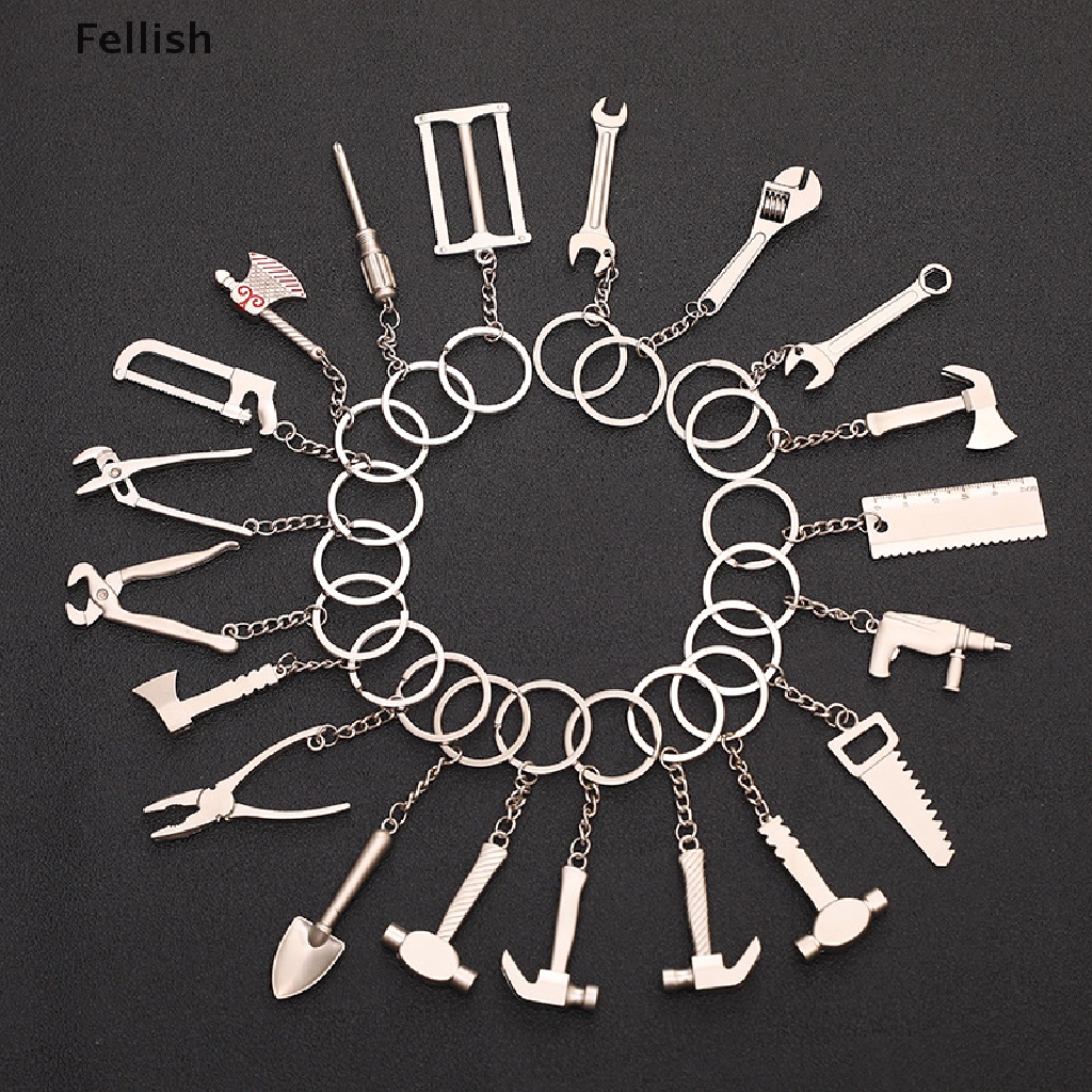 [Fellish] Car Metal Wrench Style Key Chain Creative Fashion Gift Silver Compact Keychain 436VN