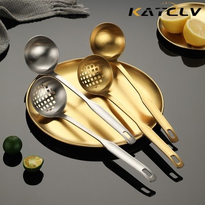 Vá múc canh/ súp KATELV bằng thép không gỉ 304 màu vàng/ bạc tiện dụng