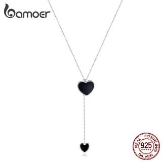 BAMOER Vòng cổ Bạc 925 Mặt Hình Chữ Y Đôi Thời Trang Cho Nữ