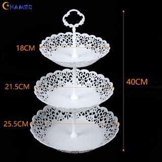 Durable 1pc Table Kitchen Display Decor 25.5*40cm White PP 3-layer Fruit Dessert Detachable Hollow Tray Storage rack