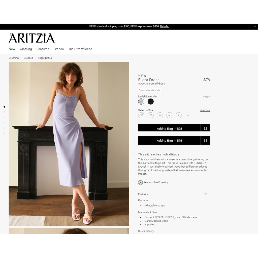 Đầm xẻ tà hai dây Wilfred Flight 84641