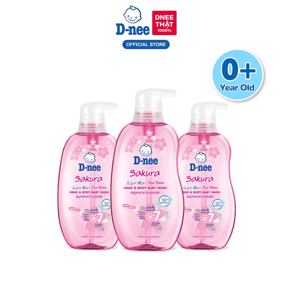 [Deal hời!] Combo 3 Tắm gội toàn thân em bé (&lt;3 tuổi) D-nee 380 ML - Sakura