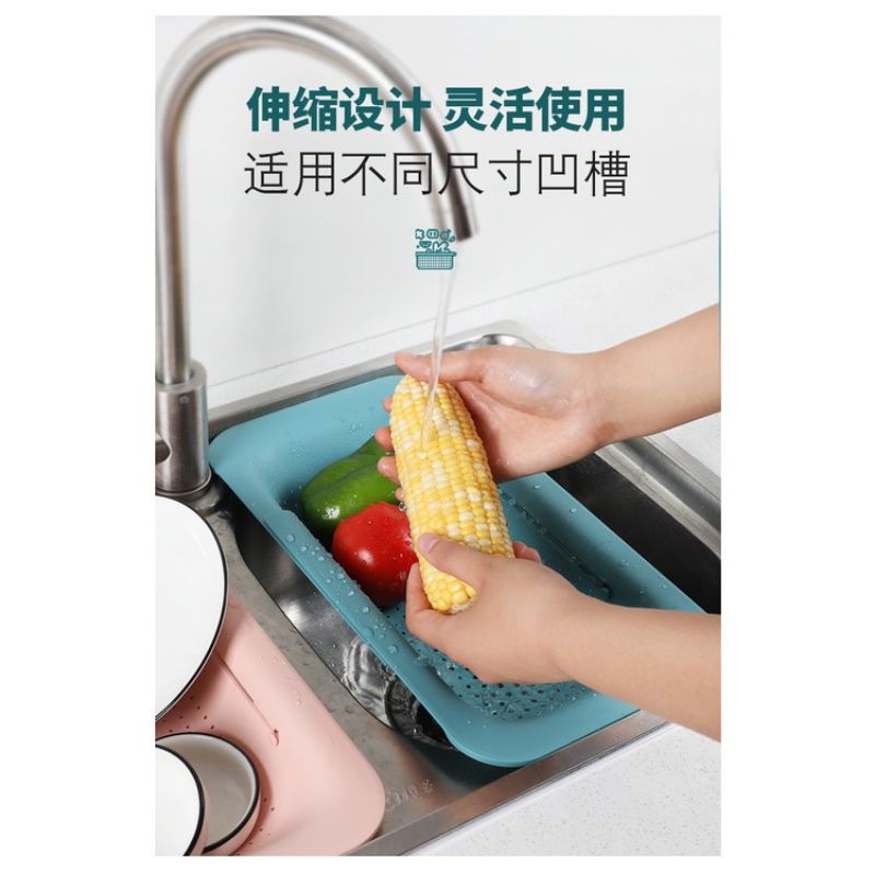 Rổ Nhựa Đựng Trái Cây Ráo Nước Gắn Bồn Rửa Chén Nhà Bếp Có Thể Thu Gọn
