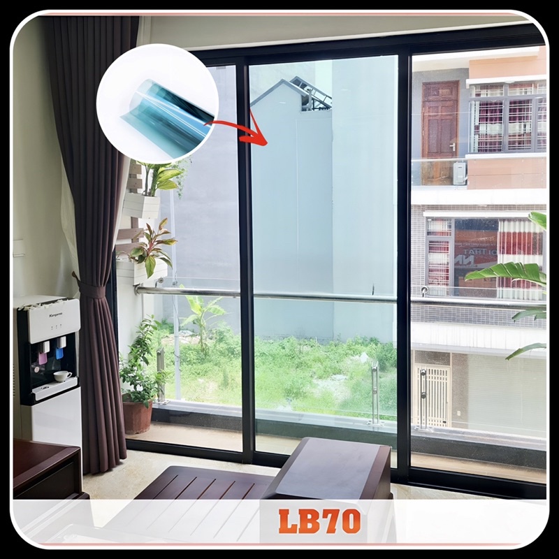 Phim Cách Nhiệt Trong Suốt - Giấy Dán Kính Siêu Cách Nhiệt Màu Xanh Trong LB70