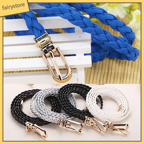 Thắt lưng da PU kiểu dây bện phối khóa kim loại đầy cá tính