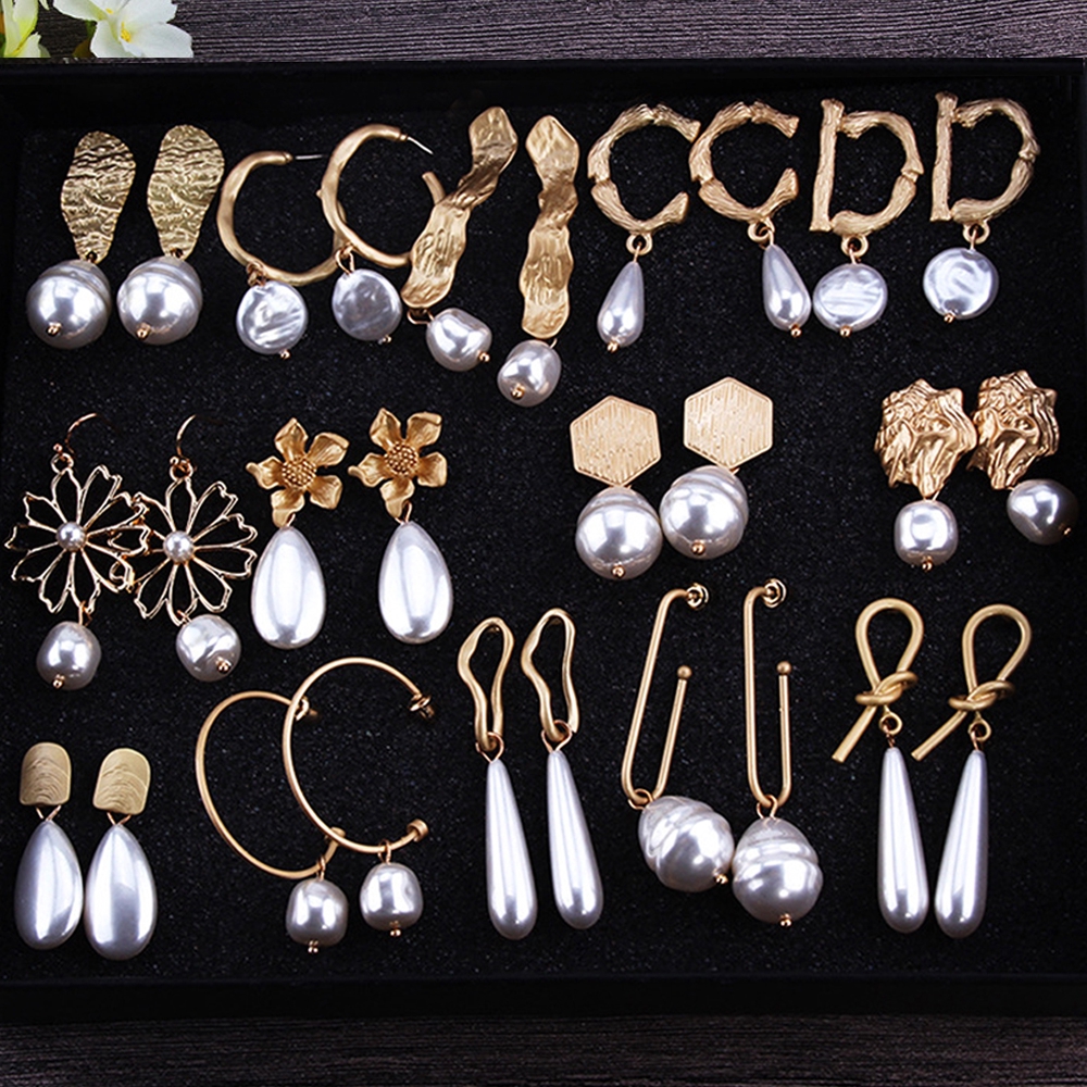 Khuyên tai đính ngọc trai nhân tạo phong cách bohemian thanh lịch dành cho nữ