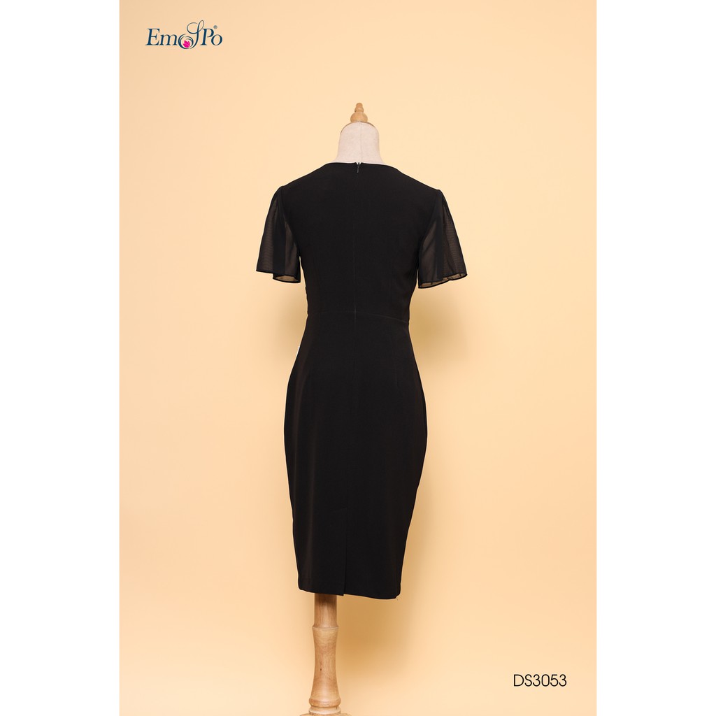 Đầm ôm phối ren hoa trước ngực Emspo DS3053 (Đỏ, Đen)