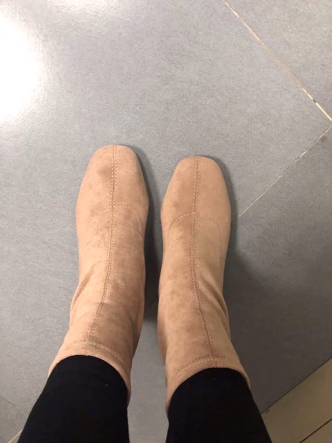 (Hàng sẵn) Giày Bốt Da Lộn Nữ,Boots Cao Cổ Đế Vuông  5cm, Có Lót Lông Khoá Kéo Sau A88 | BigBuy360 - bigbuy360.vn