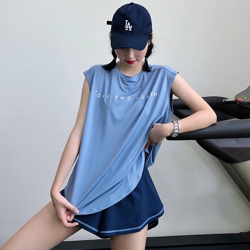 Áo thun thể thao ANRAN sát nách dáng rộng thiết kế năng động cá tính thời trang