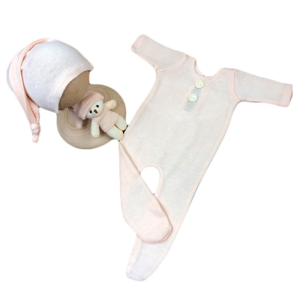 Bộ 3 Món Áo Liền Quần + Nón + Búp Bê Đáng Yêu Cho Bé Sơ Sinh Se