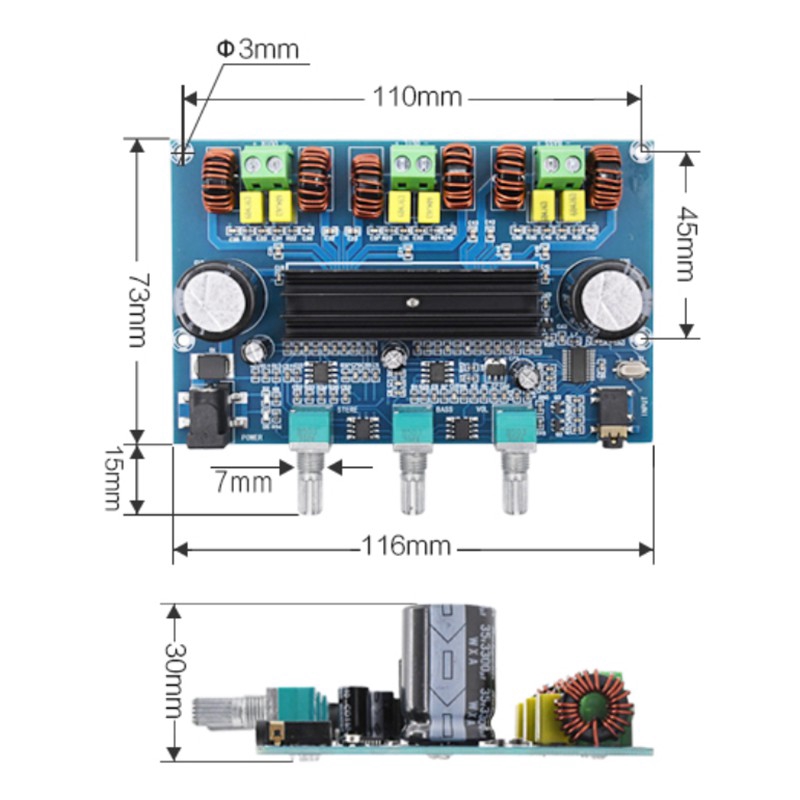 Bo mạch khuếch đại âm thanh kỹ thuật số XH-A305 kết nối Bluetooth 5.0 TPA3116D2 50Wx2 + 100W chuyên dụng