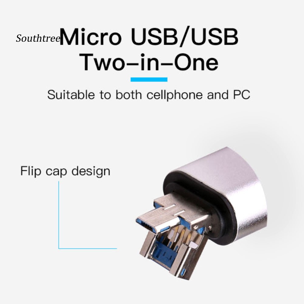 Đầu đọc thẻ nhớ 3 trong 1 USB-A/Micro USB/Type-C Port TF/SD với OTG cho điện thoại