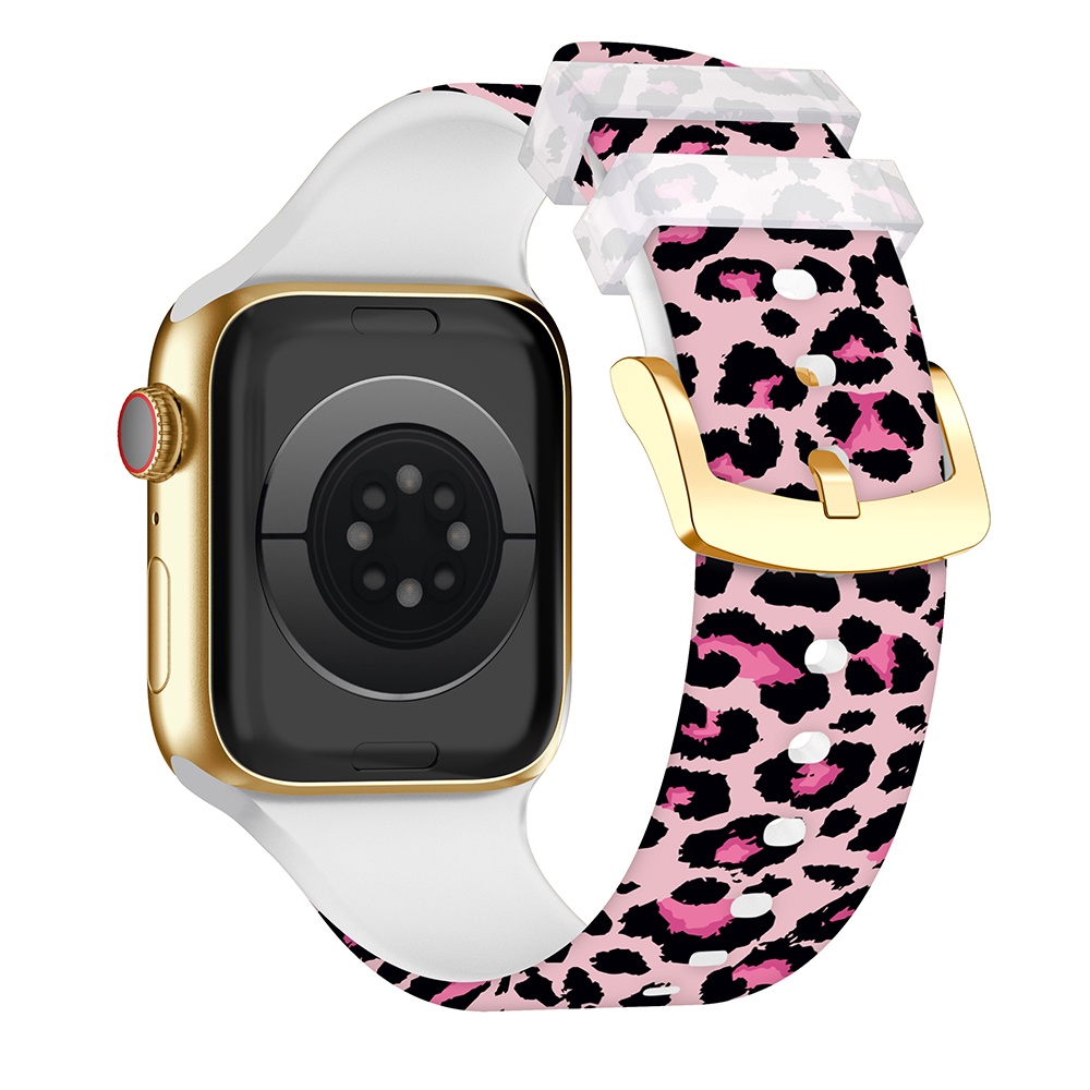 Dây Đeo Silicon Trong Suốt Họa Tiết Cẩm Thạch / Hồng Hạc Cho iWatch 38 40 41 42 44 45mm 8 7 6 SE 5 4 3 2 1