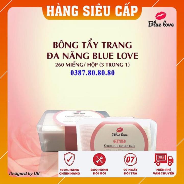 [FreeShip-HÀNG CAO CẤP] Bông tẩy trang cotton pads cao cấp siêu mềm mịn, chất dai/ Bông tẩy trang blue love 260 miếng