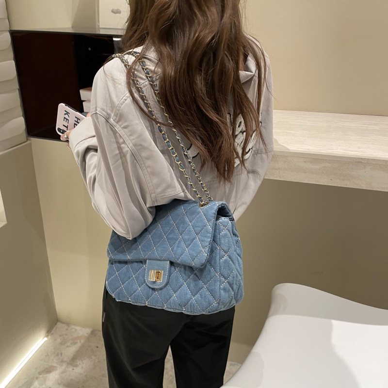 Túi denim Đeo Chéo Thêu Họa Tiết Hình Thoi Phong Cách retro Thời Trang Mùa Thu 2022 Gylb1413