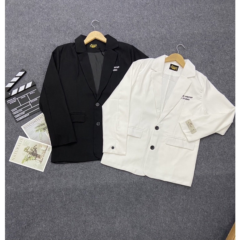 Áo Khoác Blazer Nam Nữ Form Rộng Dài Tay Thời Trang Unisex Basic Cổ Vest ,Phong Cách Hàn Quốc