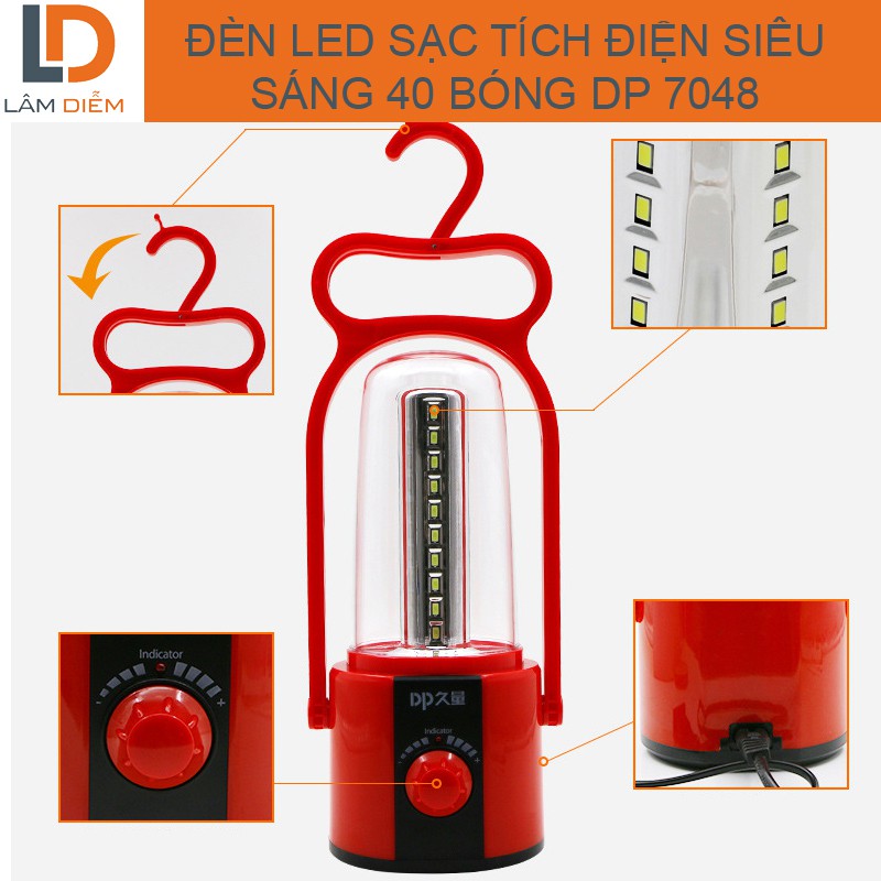 ĐÈN LED SẠC TÍCH ĐIỆN DỰ PHÒNG SIÊU SÁNG 40 LED DP 7048