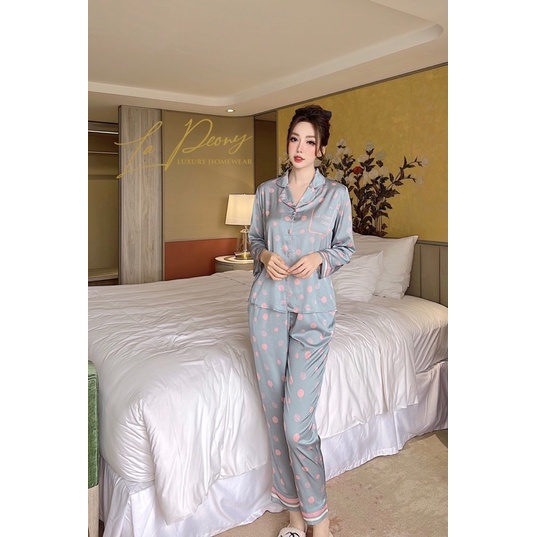 Bộ lụa hãng CHOcO - Lapeony áo dài tay quần dài bộ mặc nhà đẹp bộ pijama cao cấp