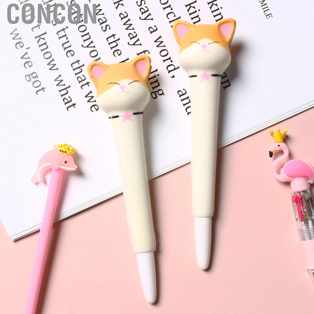 Concon Squishy Pens Cute Soft Relieve Stress Smoother Writing Kawaii Gel Ink Pen for Holiday Gifts School Supplies