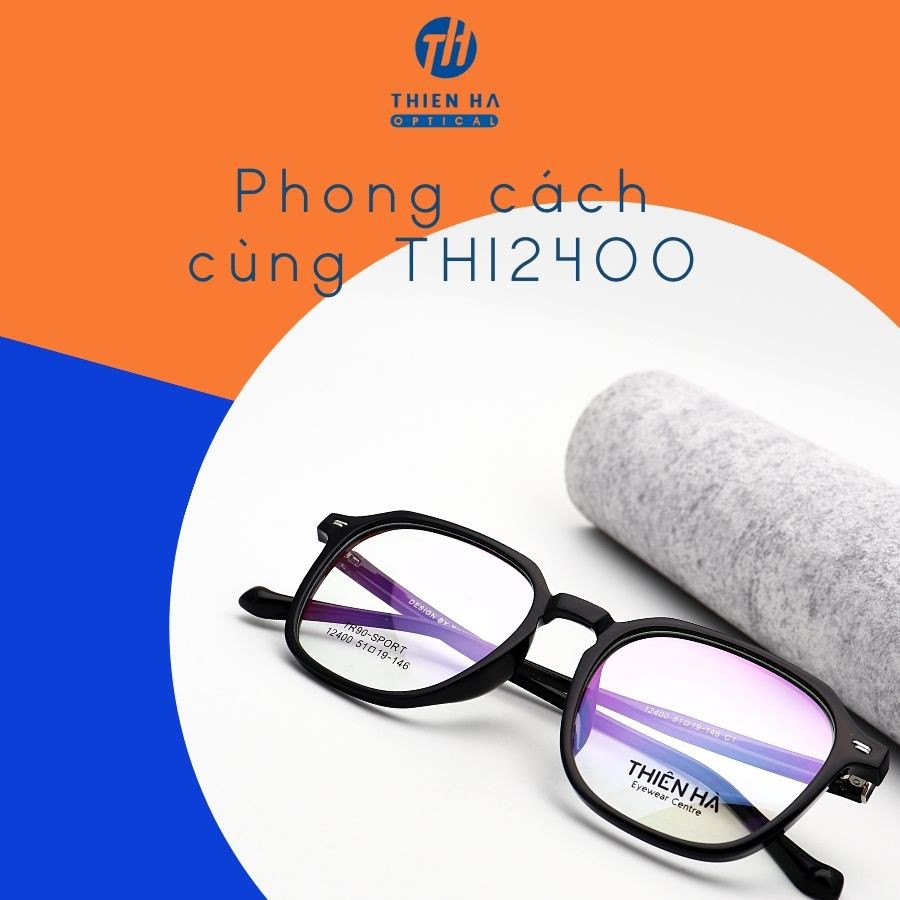 Gọng kính cận nam nữ THIÊN HÀ OPTICAL nhựa dẻo dáng đa giác nhựa TR90 mảnh nhẹ chắc UNISEX trẻ dễ đeo nhiều màu TH12400