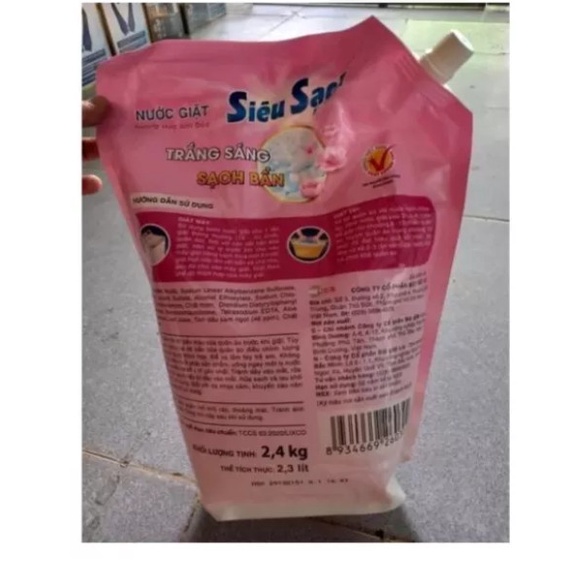 Nước giặt LIX HƯƠNG HOA ANH ĐÀO túi 2.4kg dành cho quần áo cửa trước và cửa trên thơm dài lâu