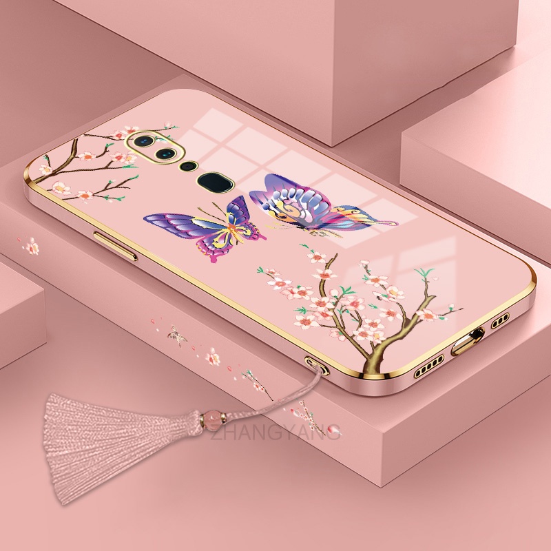 ốp lưng oppo f11 a9 a9x Ốp Điện Thoại Silicon Họa Tiết Bươm Bướm Kèm Dây Đeo Cho oppo f11 a9 a9x